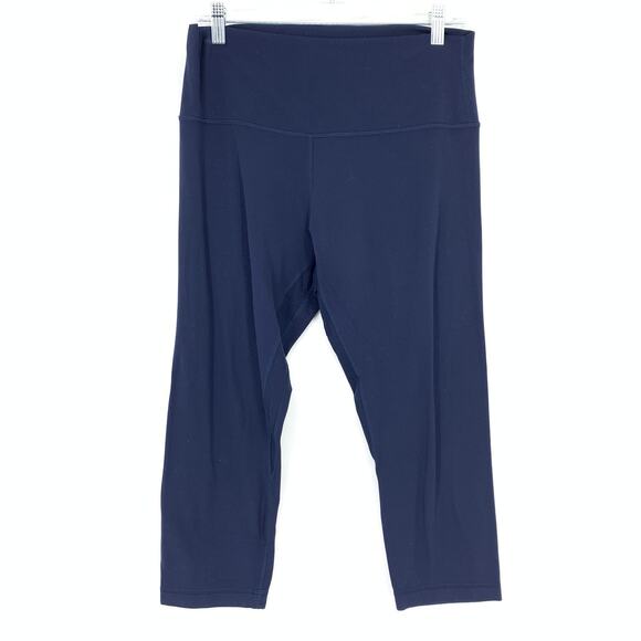 lululemon athletica Pants - Lululemon Wunder Train High Rise Crop Pants Womens Sz 12 23" Inseam Navy Blue